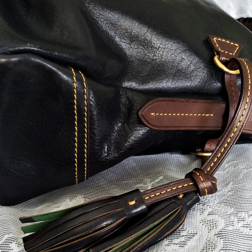 Dooney & Bourke Black Leather Shoulder Bag with Gold Accents - Picture 7 of 11